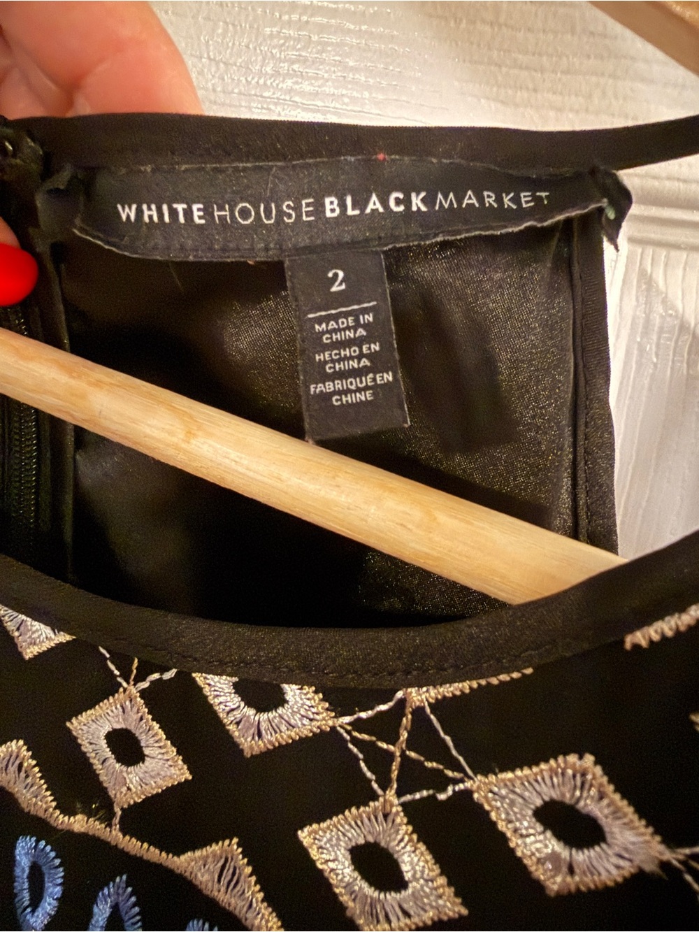 White House Black Market Black, Blue & White Patterned Midi Dress - Picture 3 of 4